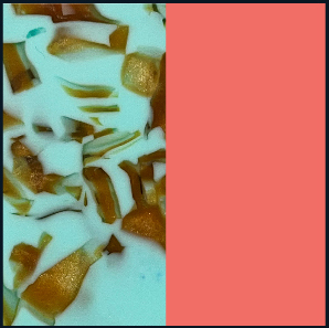 turquoise marbré mat | orange fluo satin